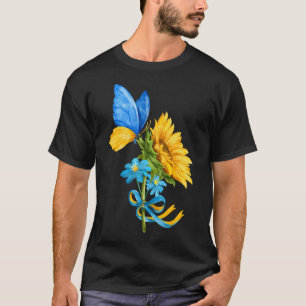 Solros Ukraina Flagga Butterfly Shirt Ukrainska T