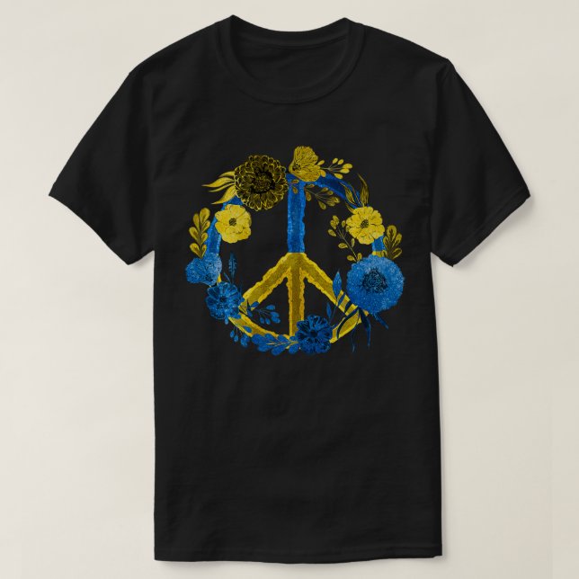 Solros Ukraina-Flagga Jag står på Ukrainas sida T Shirt (Design framsida)