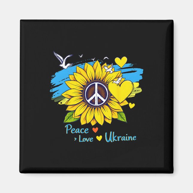 Solros Ukraina Flagga Karta Fred Kärlek Ukraina Uk Magnet (Framsidan)