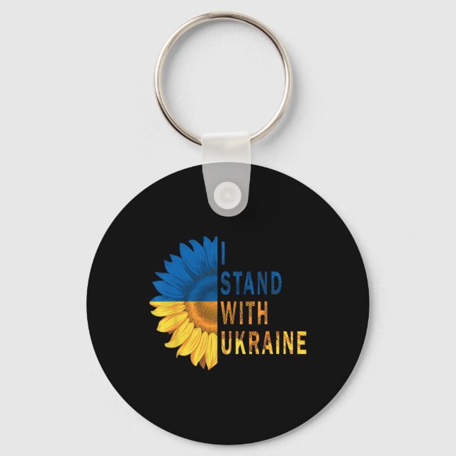 Solros Ukraina Flagga Tröjor Jag Står Med Ukraina Nyckelring (Framsida)
