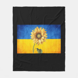 Solros Ukraina Ukrainas Flagga Vintage stand Wit Fleecefilt