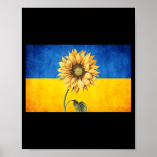 Solros Ukraina Ukrainas Flagga Vintage stand Wit Poster
