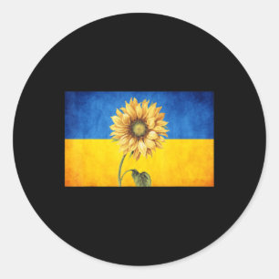 Solros Ukraina Ukrainas Flagga Vintage stand Wit Runt Klistermärke