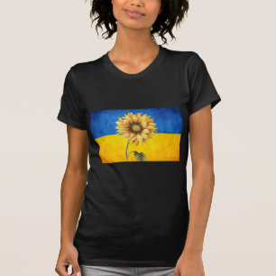 Solros Ukraina Ukrainas Flagga Vintage stand Wit T Shirt