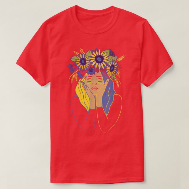 Solros Ukraina Woman Ukrainska Flagga Girl Pro Uk T Shirt (Design framsida)