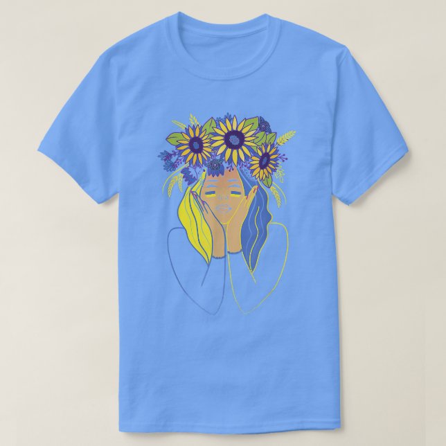 Solros Ukraina Woman Ukrainska Flagga Girl Pro Uk T Shirt (Design framsida)