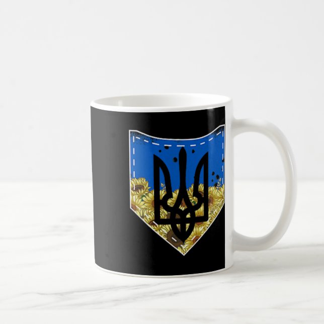 Solros ukrainsk flagg och Trysub ficka tee flo Kaffemugg (Höger)