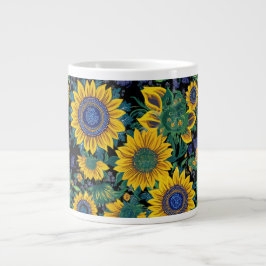 Solros ukrainsk Petrikivka folkkonst Jumbo Mugg