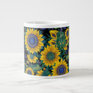 Solros ukrainsk Petrikivka folkkonst Jumbo Mugg