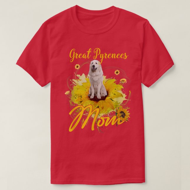 Solros Underbar Pyrenéerna Mamma Hund älskare Mor T Shirt (Design framsida)
