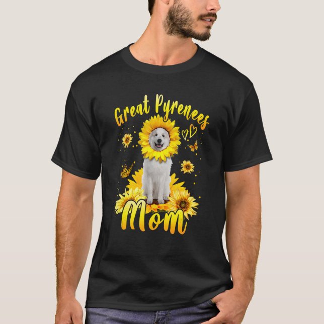 Solros Underbar Pyrenéerna Mamma Hund Mors dag T Shirt (Framsida)