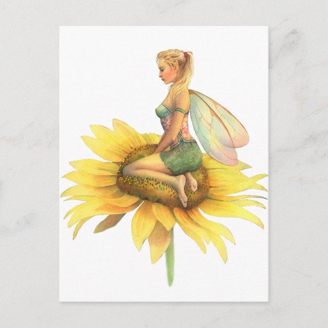 "Solros" Vackert Flower Fairy by Scot Howden Vykort (Framsida)