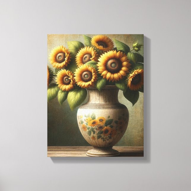 Solros väggkonst - inslagen canvas (Framsida)