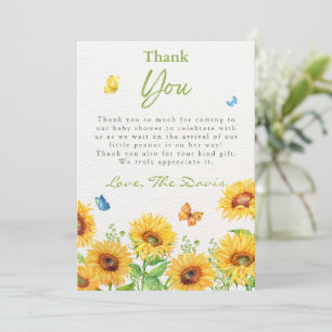 Solros Vår Blommigt Baby Shower Tack Kort