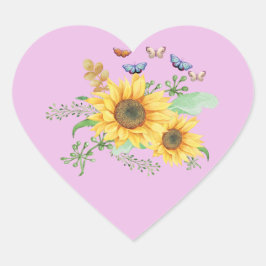 solros vår hjärtformat klistermärke