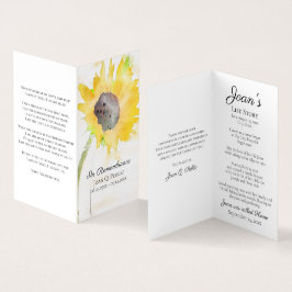 Solros Vas Watercolor Funeral Memorial Prayer Visitkort