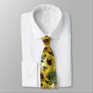 Solros Vattenfärg Blommig Halsduk Slips