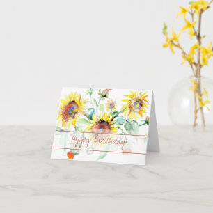 Solros vattenfärg blommig kort