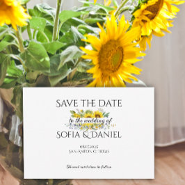 Solros vattenfärg bröllop Save The Date-kort Spara Datumet
