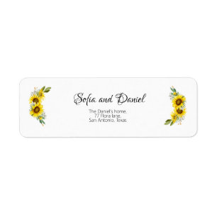 Solros vattenfärg daisy vildblomma bröllop returadress etikett