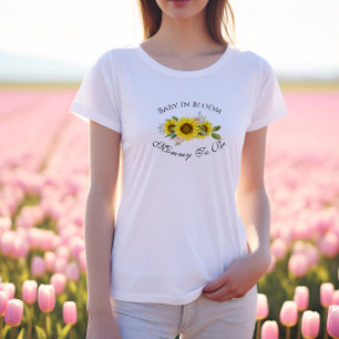 Solros Vattenfärg Rosa Blommig Bebisens Första Dag T Shirt