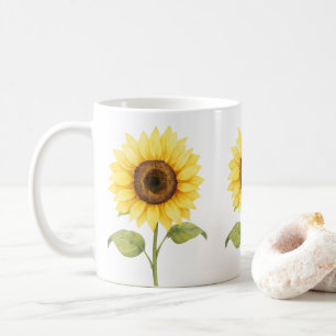 Solros vattenfärgskonst — Ljus naturlig Kaffemugg