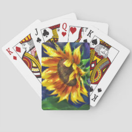 Solros vid Nattblått Gult Grönt Blommor Blommigt Casinokort