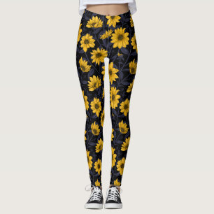 Solros, vild solros i gult och blått leggings