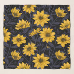 Solros, vild solros i gult och blått sjal<br><div class="desc">Handmålade solrosblommor,  vektor mönster.</div>
