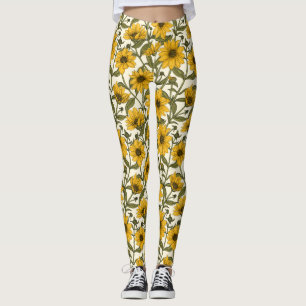 Solros, vild solrosor på benvit leggings