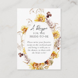 Solros Vildblomma Modern Bröllopsdusch Resipe Tilläggskort