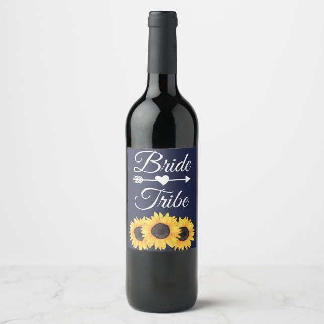 Solros Vin Etikett | Country Blue Bride Tribe (Framsida)