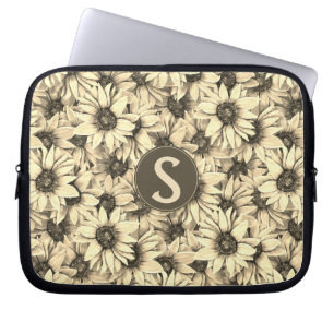 Solros Vintage Charm Sepia Ton Bärbar Datorväska Laptop Fodral