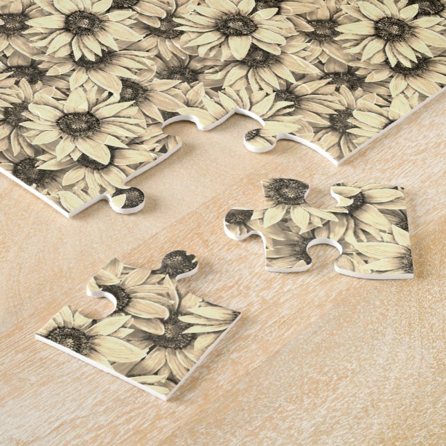 Solros Vintage Charm Sepia Ton Pussel (Sidan)