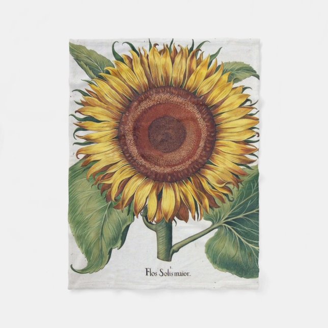 Solros Vintage Damask Blommig Konst Fleecefilt (Framsidan)