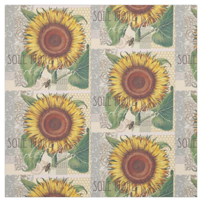 Solros Vintage Damask Blommig Konst Tyg (Provkarta)