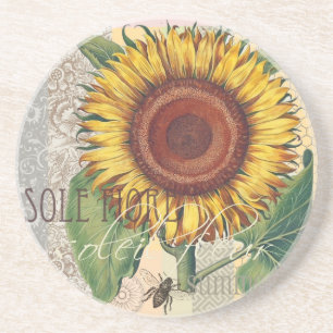 Solros Vintage Damask Blommönster Konst Underlägg