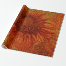 Solros Vintage Orange Guld Struktur Decoupage
