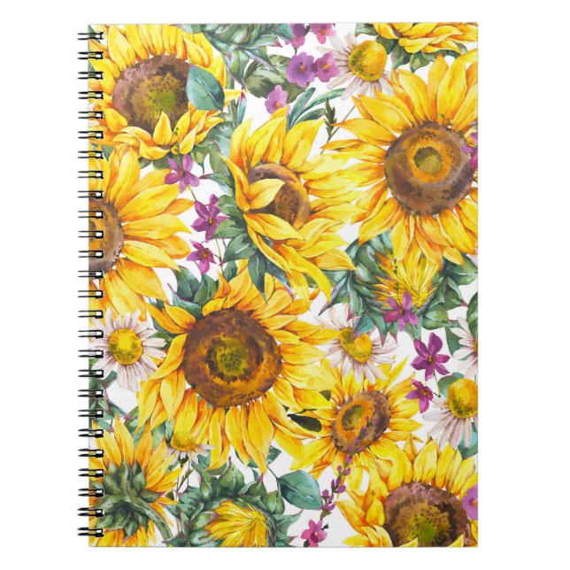 Solros Vintage: Sommarbloom Gult. Anteckningsbok (Framsidan)