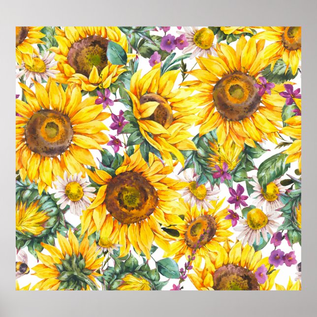 Solros Vintage: Sommarbloom Gult. Poster (Framsidan)