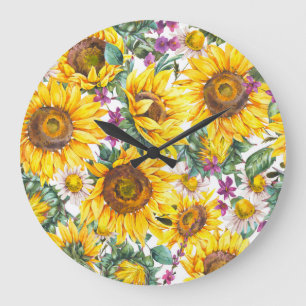 Solros Vintage: Sommarbloom Gult. Stor Klocka