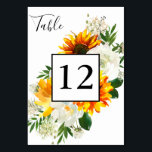 Solros & Vit ros Artsy Blommigt - Vit 2 Bordsnummer<br><div class="desc">Pressa upp bord med de här artsy-solrosarna och bordsnumren i blommigten vit ros. Underbar för bröllop eller party. i vitt eller svart. Andra versionen</div>