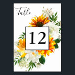 Solros & Vit ros Artsy Blommigt - Vit 2 Bordsnummer<br><div class="desc">Pressa upp bord med de här artsy-solrosarna och bordsnumren i blommigten vit ros. Underbar för bröllop eller party. i vitt eller svart. Andra versionen</div>