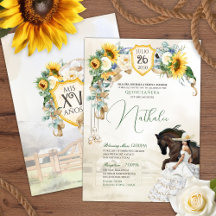 Solros Vit ros Watercolor Charra Quinceanera