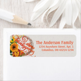 Solros Wandefrand Happy thanksgiving Returadress Etikett