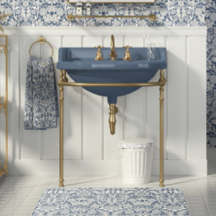 Solros William Morris Blommigt Vintage Blue White Badrumsmatta