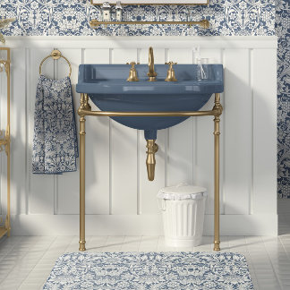 Solros William Morris Blommigt Vintage Blue White Badrumsmatta