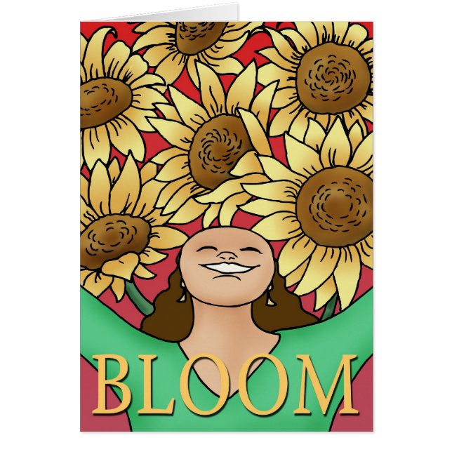 Solros Woman - Bloom! Hälsningskort (Framsidan)