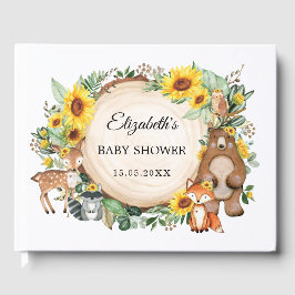 Solros Woodland Animals Baby Shower Guest Bok