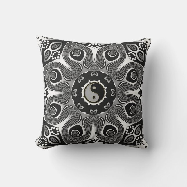 Solros YinYang Modern Tribal Art Cushion Kudde (Framsida)